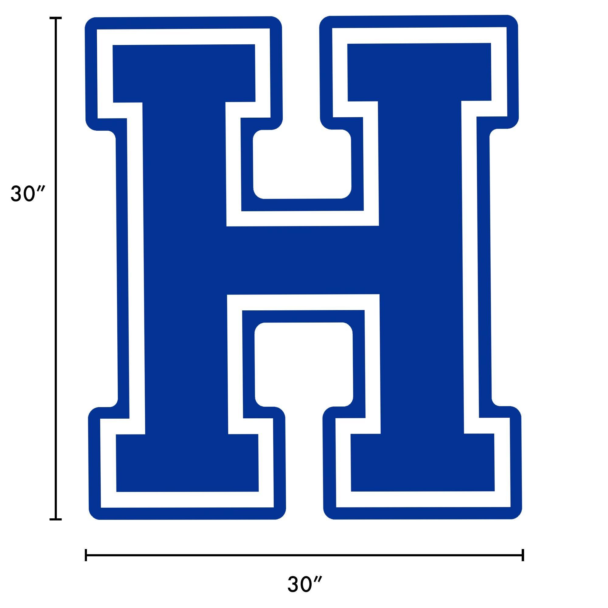 Royal Blue Collegiate Letter (H) Corrugated Plastic Yard Sign, 30in